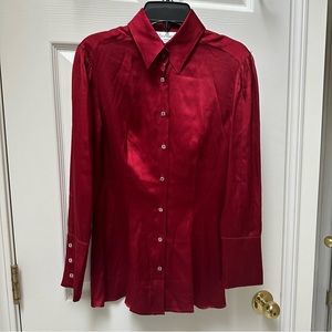 MaxMara Silk Button Down Shirt, Red, size US 4